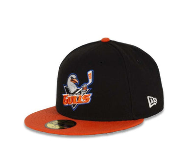 San Diego Gulls New Era AHL 59FIFTY 5950 Fitted Cap Hat Black Crown Orange Visor Team Color Logo