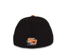 Load image into Gallery viewer, San Diego Gulls New Era AHL 59FIFTY 5950 Fitted Cap Hat Black Crown Orange Visor Team Color Logo
