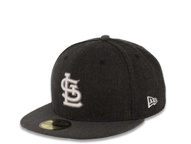 St. Louis Cardinals New Era MLB 59FIFTY 5950 Fitted Heather Cap Hat Black Crown Dark Gray Visor White/Dark Gray Logo