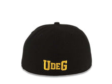 Load image into Gallery viewer, Leones Negros New Era 59FIFTY 5950 Fitted Cap Hat Black Crown Yellow Visor Yellow/Red Logo Red UV
