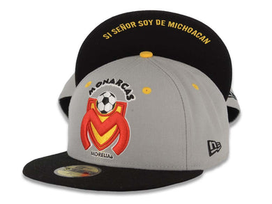 Morelia Monarcas New Era 59FIFTY 5950 Fitted Cap Hat Gray Crown Black Visor Team Color Logo