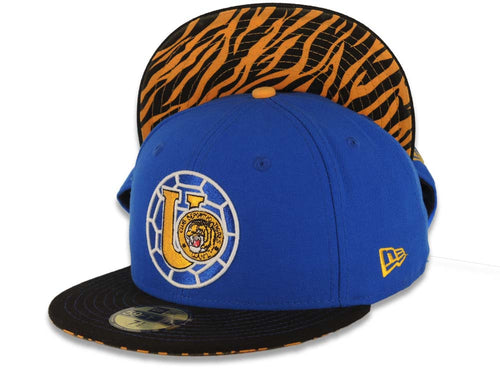 Tigres Uanl New Era 59FIFTY 5950 Fitted Circle Cap Hat Royal Blue Crown Black Visor Team Color Logo Tiger Print UV