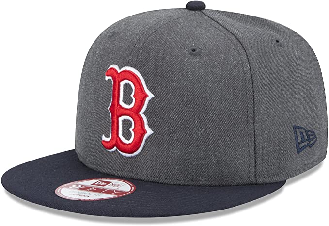 Boston Red Sox New Era MLB 9FIFTY 950 Snapback Cap Hat Heather Dark Gray Crown Navy Visor Team Color Red/White Logo