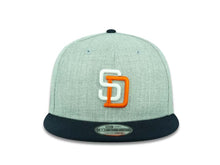 Load image into Gallery viewer, San Diego Padres New Era MLB 9FIFTY 950 Snapback Cap Hat Heather Gray Crown Navy Visor White/Orange Logo
