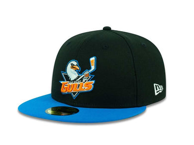 San Diego Gulls New Era AHL 59FIFTY 5950 Fitted Cap Hat Black Crown Blue Visor Team Color Logo