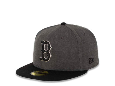 Boston Red Sox New Era MLB 59FIFTY 5950 Fitted Cap Hat Dark Heather Gray Crown Black Visor Black/White Logo