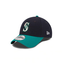 Load image into Gallery viewer, Seattle Mariners New Era MLB 9FORTY 940 Adjustable Cap Hat Navy Crown Teal Visor Team Color Logo with The Sandlot 25th Side Patch 

