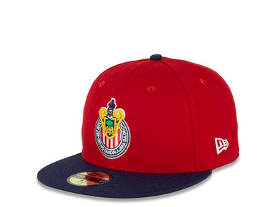 Chivas De Guadalajara New Era Liga MX 59FIFTY 5950 Fitted Cap Hat Red Crown Navy Visor Team Color Logo