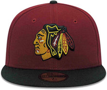 Load image into Gallery viewer, Chicago Blackhawks New Era NHL 59FIFTY 5950 Fitted Cap Hat Cardinal Crown Black Visor Team Color Logo 
