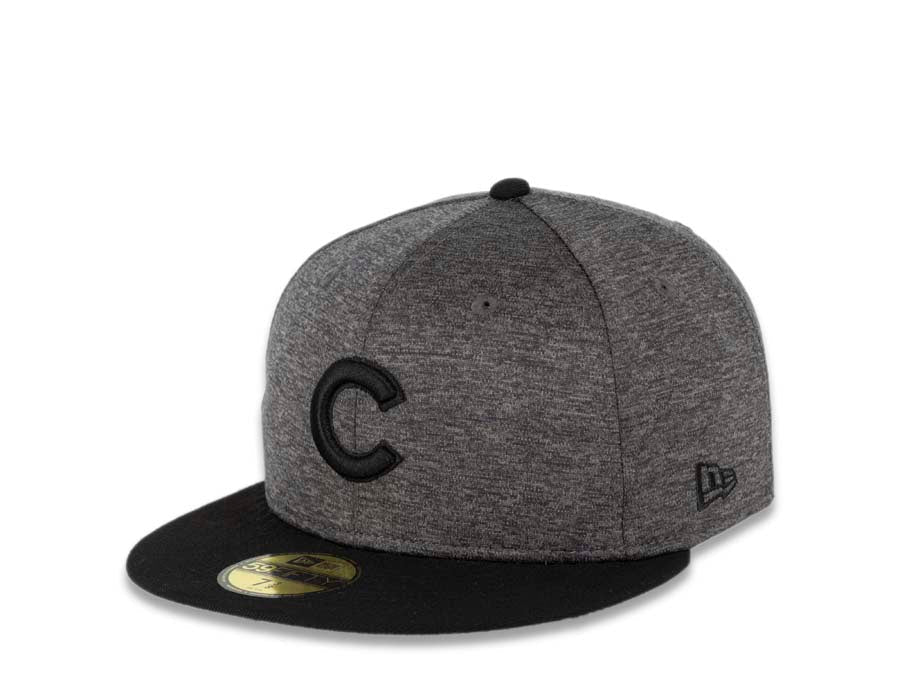Chicago Cubs New Era MLB 59FIFTY 5950 Fitted Cap Hat Shadow Tech Dark Gray Crown Black Visor Black Logo