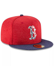 Load image into Gallery viewer, Boston Red Sox New Era MLB 59FIFTY 5950 2017 4th Of July Fitted Cap Hat Red Crown Navy Blue Visor Red/White/Blue Logo 
