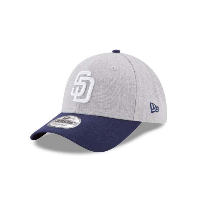 San Diego Padres New Era MLB 9FORTY 940 Adjustable Cap Hat Heather Gray Crown Navy Visor White Logo