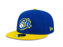 Load image into Gallery viewer, Charros de Jalisco New Era 59FIFTY 5950 Fitted Cap Hat Royal Blue Crown Yellow Visor Team Color Logo
