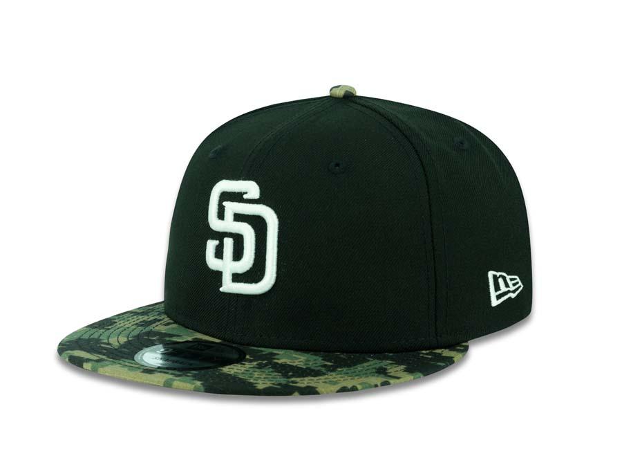 San Diego Padres New Era MLB 9FIFTY 950 Snapback Cap Hat Black Crown Digital Camo Visor White Logo