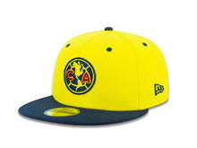 Load image into Gallery viewer, Club America New Era 59FIFTY 5950 Fitted Cap Hat Yellow Crown Navy Visor Team Color Logo
