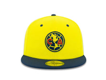 Load image into Gallery viewer, Club America New Era 59FIFTY 5950 Fitted Cap Hat Yellow Crown Navy Visor Team Color Logo
