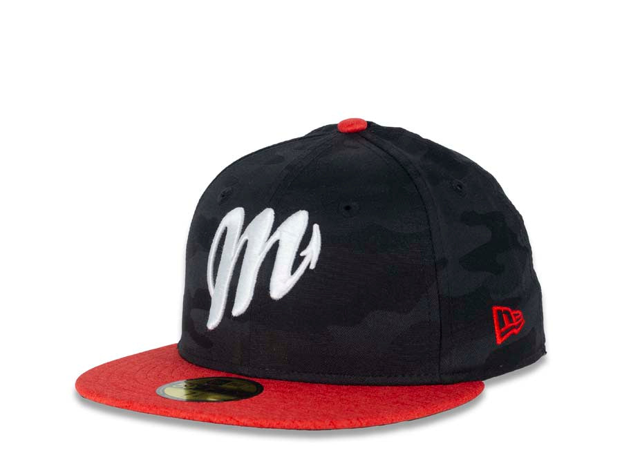Mexico DIABLOS New Era 59FIFTY 5950 Fitted Cap Hat Black Crown Red Visor White Logo