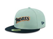 Load image into Gallery viewer, San Diego Padres New Era MLB 59FIFTY 5950 Fitted Cap Hat Gray Crown Navy Visor Navy/White/Orange Script Logo 

