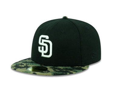 San Diego Padres New Era MLB 59FIFTY 5950 Fitted Cap Hat Black Crown Digital Camo Visor White Logo