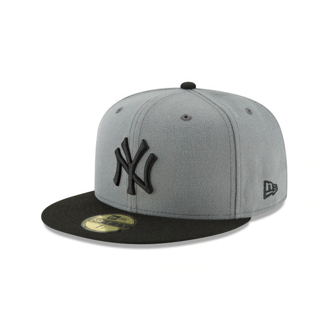 New York Yankees New Era MLB 59FIFTY 5950 Fitted Cap Hat Dark Gray Crown Black Visor Black Logo
