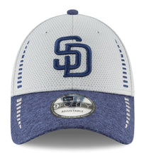 Load image into Gallery viewer, San Diego Padres New Era MLB 9FORTY 940 Adjustable Cap Hat Speed Tech Gray Crown Light Navy Visor Light Navy Logo
