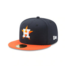 Load image into Gallery viewer, Houston Astros New Era MLB 59FIFTY 5950 Fitted Cap Hat Black Crown Orange Visor Team Color Logo 
