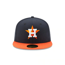 Load image into Gallery viewer, Houston Astros New Era MLB 59FIFTY 5950 Fitted Cap Hat Black Crown Orange Visor Team Color Logo 
