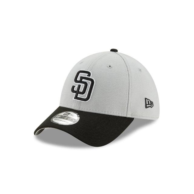 San Diego Padres New Era MLB 39THIRTY 3930 Flexfit Cap Hat Gray Crown Black Visor Black/White Logo