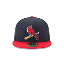 Load image into Gallery viewer, St. Louis Cardinals New Era 59FIFTY 5950 Fitted Cap Hat Red Crown Navy Visor Team Color &quot;Bird&quot; Logo
