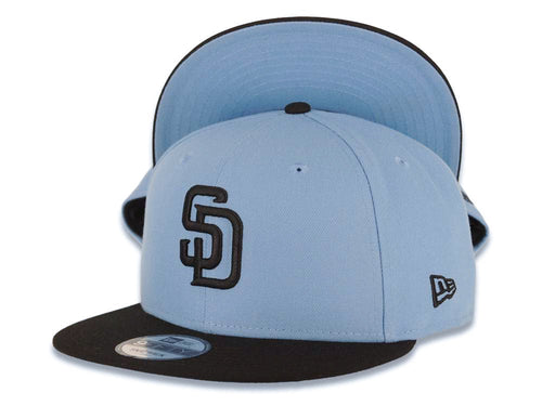 San Diego Padres New Era MLB 9FIFTY 950 Snapback Cap Hat Sky Blue Crown Black Visor Black Logo