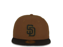 Load image into Gallery viewer, New Era MLB 59Fifty 5950 Fitted San Diego Padres Cap Hat Wheat Crown Black Visor Black/Olive Logo Black UV
