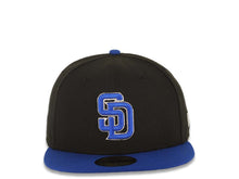 Load image into Gallery viewer, San Diego Padres New Era MLB 59FIFTY 5950 Fitted Cap Hat Black Crown Royal Blue Visor Royal Blue/White Logo
