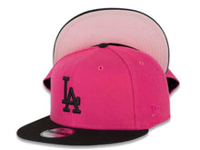 Load image into Gallery viewer, Los Angeles Dodgers New Era MLB 9FIFTY 950 Snapback Cap Hat Magenta Crown Black Visor Black Logo 50th Anniversary Side Patch Pink UV
