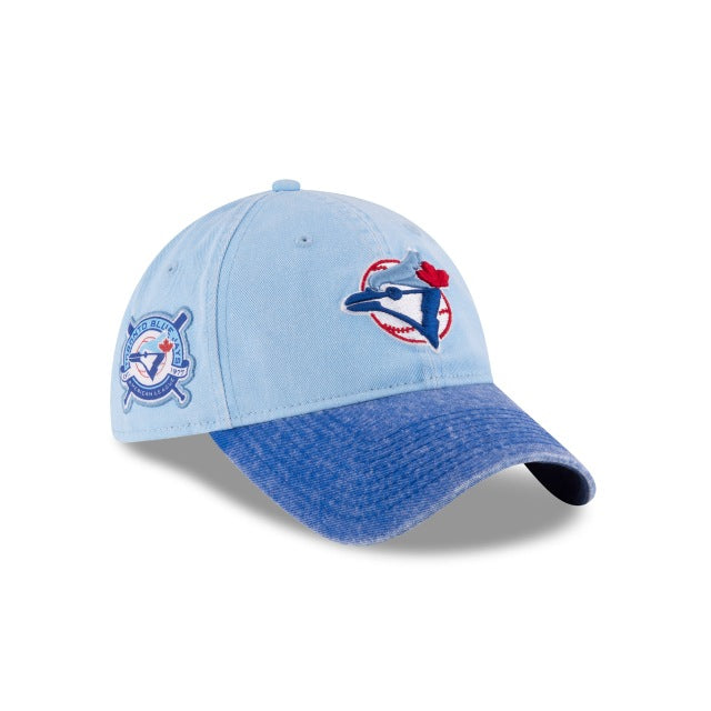 Men's New Era Light Blue/Heathered Navy Toronto Blue Jays American League East Patch 9TWENTY Adjustable Hat