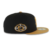 Load image into Gallery viewer, San Diego Padres New Era MLB 59FIFTY 5950 Fitted Cap Hat Black Crown Tan Visor Tan/White Logo 50th Anniversary Side Patch Gray UV
