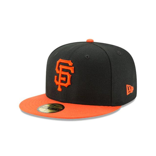 San Francisco Giants New Era MLB 59Fifty 5950 Fitted Cap Hat Black Crown Orange Visor Orange Team Color Logo