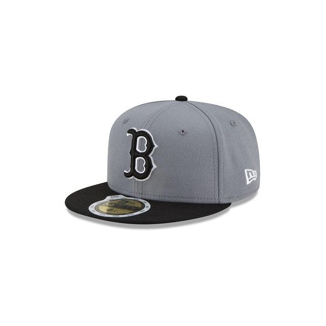 (Youth) Boston Red Sox New Era MLB 59FIFTY 5950 Fitted Cap Hat Dark Gray Crown Black Visor Black/White Logo