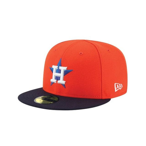 Houston Astros New Era MLB 59FIFTY 5950 Fitted Cap Hat Orange Crown Navy Visor Blue/White Logo My 1st First