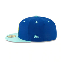 Load image into Gallery viewer, Hillsboro Sonadores Copa de la Diversion New Era 59FIFTY 5950 Fitted Cap Hat Royal Blue Crown Blue Tint Visor Blue Tint/Yellow Logo
