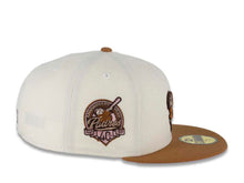 Load image into Gallery viewer, San Diego Padres New Era MLB 59FIFTY 5950 Fitted Cap Hat Chrome White Crown Light Bronze Visor Light Bronze/Pink Friar Logo
