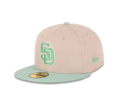 San Diego Padres New Era MLB 59FIFTY 5950 Fitted Cap Hat Medium Silver (Light Gray) Crown Blue Tint Visor White/Blue Tint Logo Two-Tone (Color Pack)