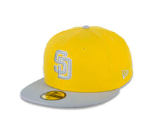 Load image into Gallery viewer, San Diego Padres New Era MLB 59FIFTY 5950 Color Pack Fitted Cap Hat Yellow Crown Medium Silver Light Gray Visor White/Medium Silver Light Gray Logo
