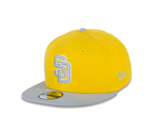Load image into Gallery viewer, San Diego Padres New Era MLB 9FIFTY 950 Color Pack Snapback Cap Hat Yellow Crown Medium Silver Light Gray Visor Medium Silver Light Gray/White Logo
