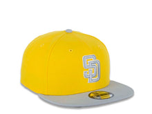 Load image into Gallery viewer, San Diego Padres New Era MLB 9FIFTY 950 Color Pack Snapback Cap Hat Yellow Crown Medium Silver Light Gray Visor Medium Silver Light Gray/White Logo
