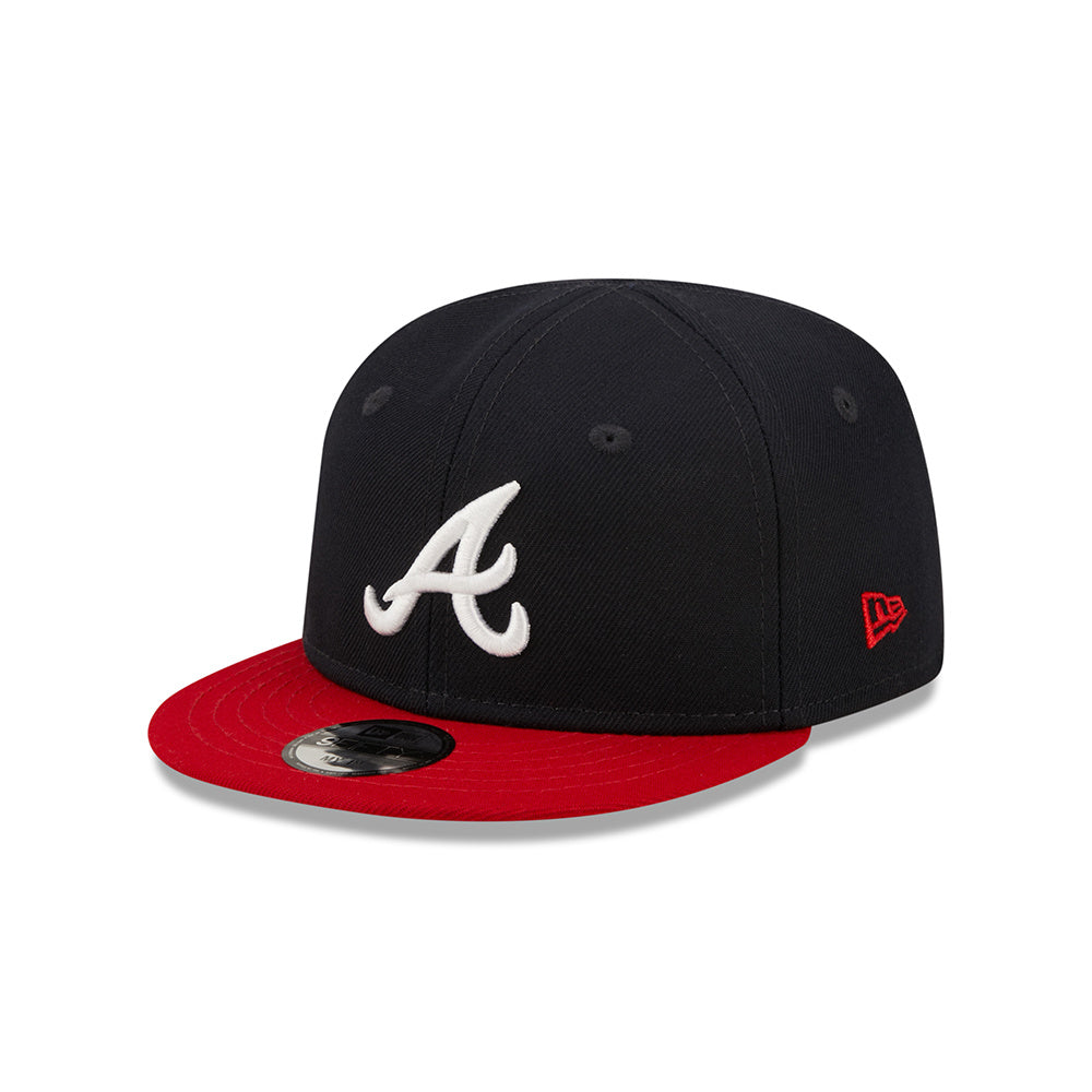 (Infant) Atlanta Braves New Era MLB 9FIFTY 950 Snapback Cap Hat Navy Crown Red Visor White Logo Two-Tone (My 1st First)