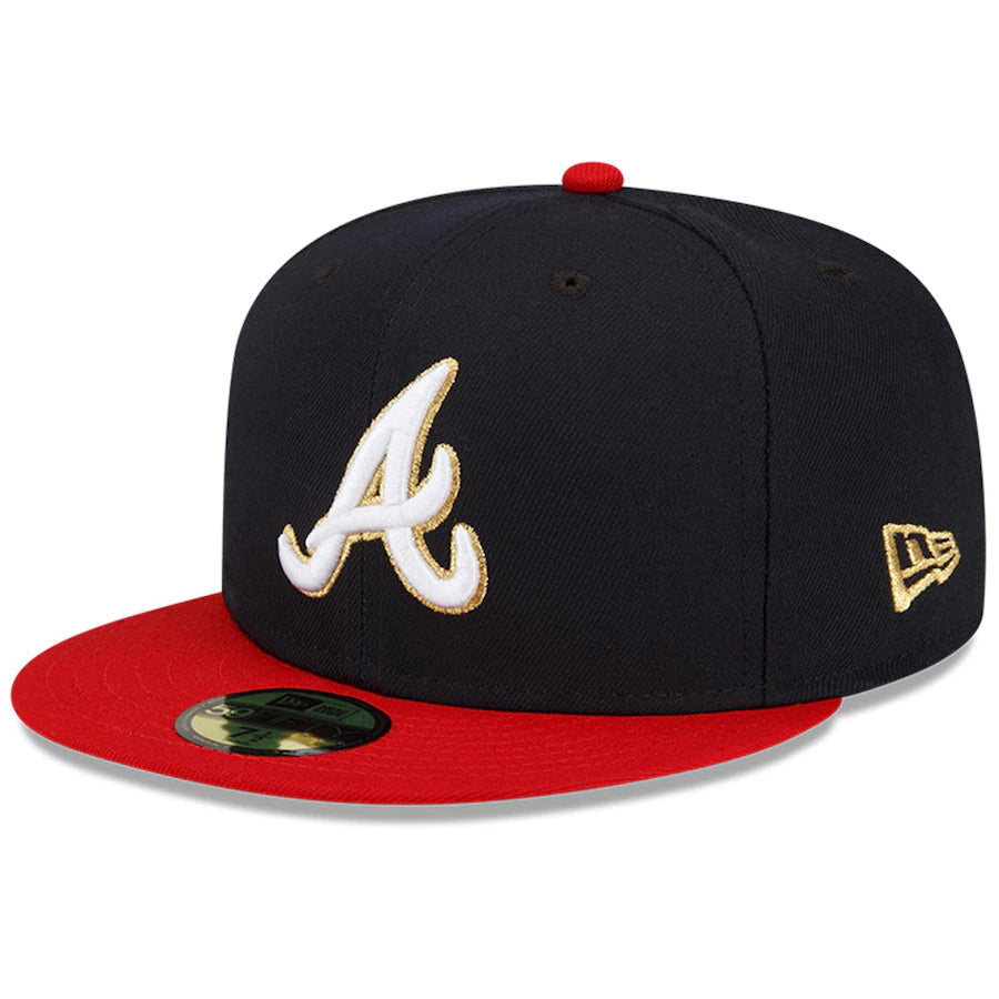 Atlanta Braves New Era MLB 59FIFTY 5950 Fitted Cap Hat Navy Crown