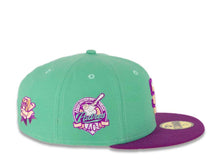 Load image into Gallery viewer, San Diego Padres New Era MLB 59FIFTY 5950 Fitted Cap Hat Clear Mint Crown Purple Visor Magenta/Orange Logo Rose Back 40th Anniversary Side Patch Orange UV
