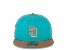 Load image into Gallery viewer, San Diego Padres New Era MLB 59FIFTY 5950 Fitted Cap Hat Marine Blue Crown Wheat Visor Wheat/Orange Logo 40th Anniversary Side Patch Orange UV
