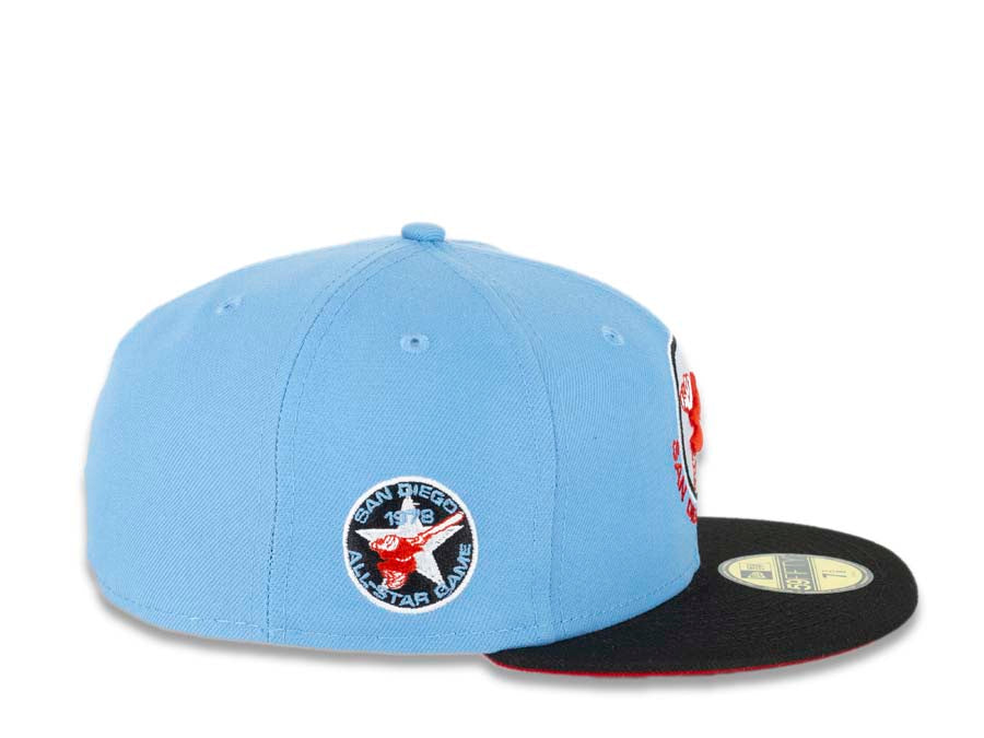 Toronto Blue Jays New Era 59FIFTY 5950 Fitted Cap Hat Black Crown/Visor Sky Blue TLogo 6 7/8