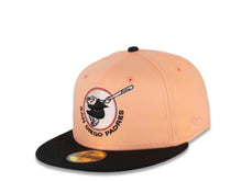 Load image into Gallery viewer, San Diego Padres New Era MLB 59FIFTY 5950 Fitted Cap Hat Peach Crown Black Visor Black/Peach Friar Logo 1978 All-Star Game Side Patch Pink UV
